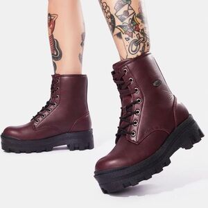 Lugz Dark Red Chunky Combat Boots Sz 7.5